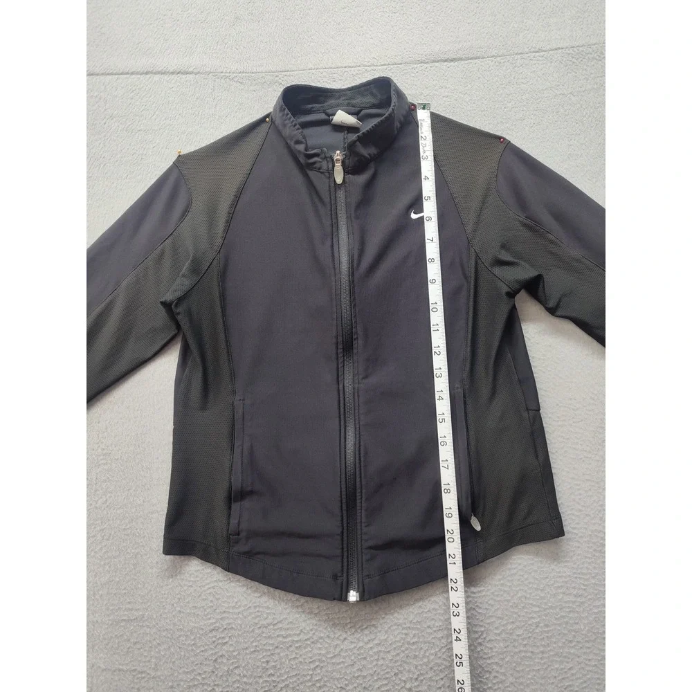 Nike Dri-FIT Womens Full Zip Running Jacket Black Mesh Pockets Size M